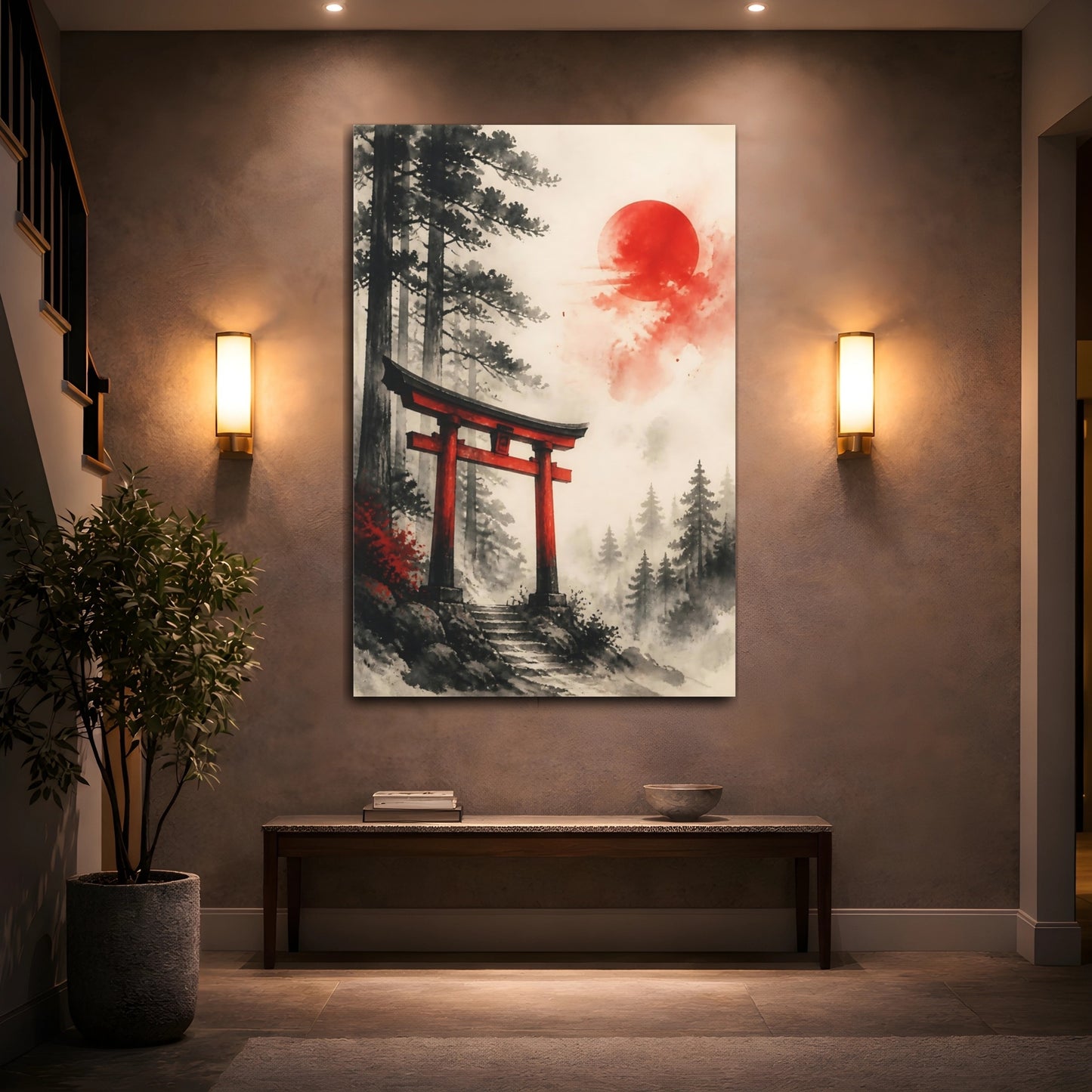 Mockup 2. Japanese Red Torii Gate shown as canvas print