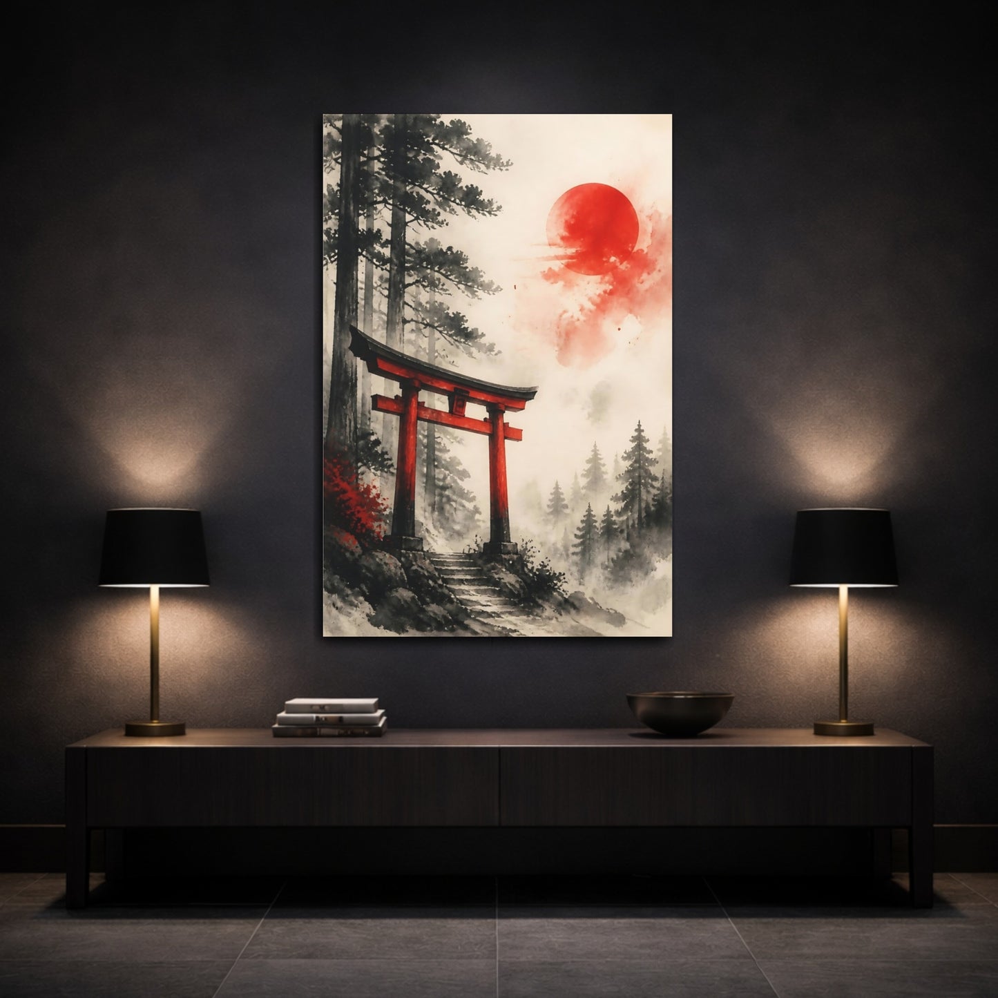 Mockup 3. Japanese Red Torii Gate shown as canvas print