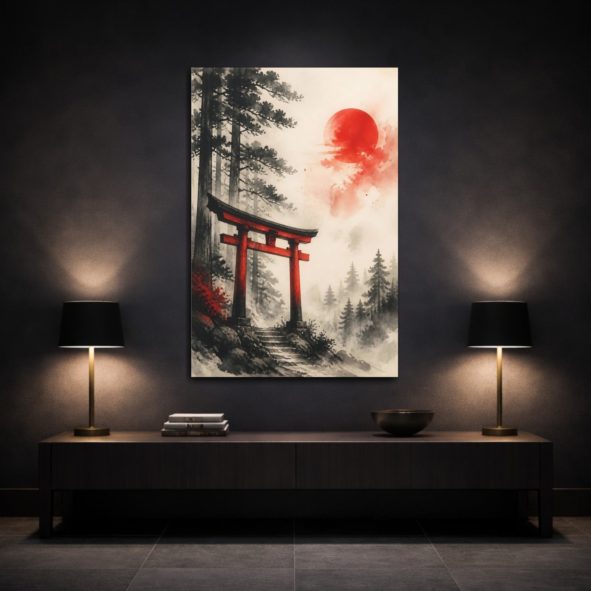 Mockup 3. Japanese Red Torii Gate shown as canvas print