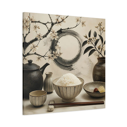 Main Mockup. Japanese Rice Bowl With Blossoms shown as canvas print