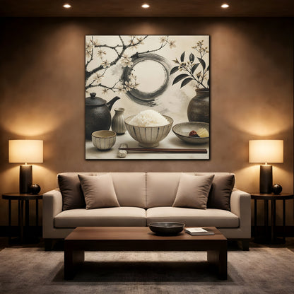 Mockup 2. Japanese Rice Bowl With Blossoms shown as canvas print