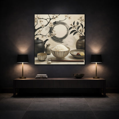 Mockup 3. Japanese Rice Bowl With Blossoms shown as canvas print