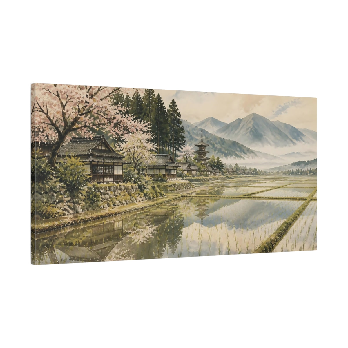 Main Mockup. Japanese Rice Fields shown as canvas print