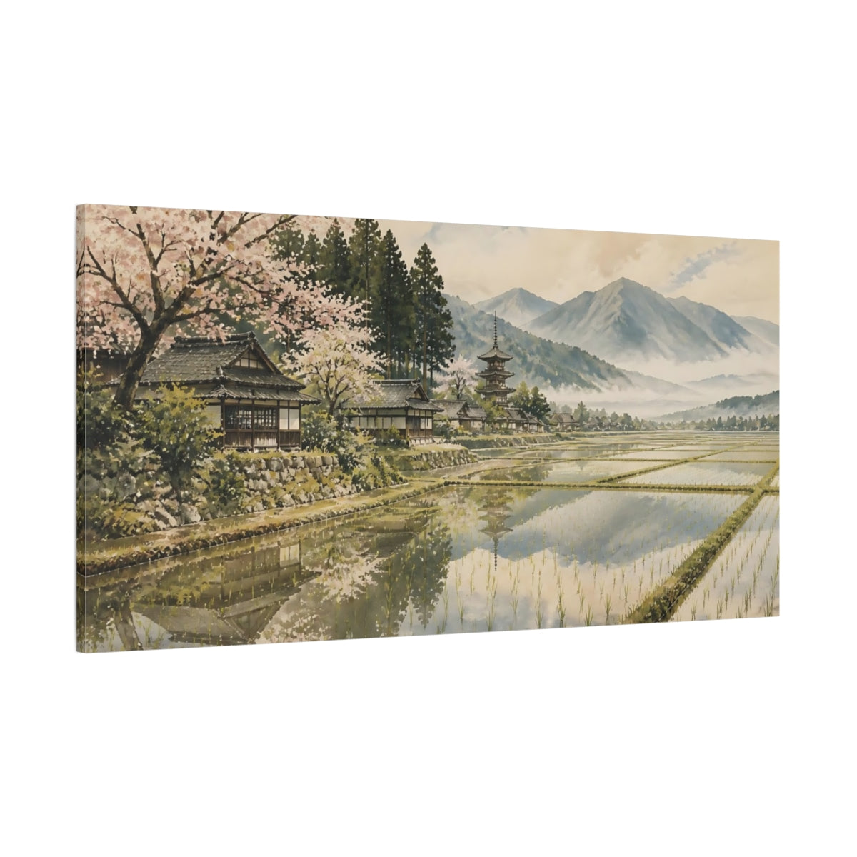 Side Mockup 2. Japanese Rice Fields shown as canvas print