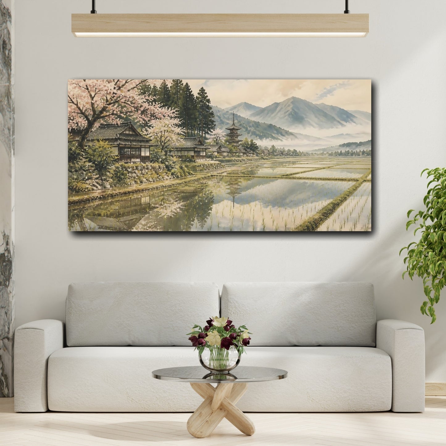 Mockup 2. Japanese Rice Fields shown as canvas print
