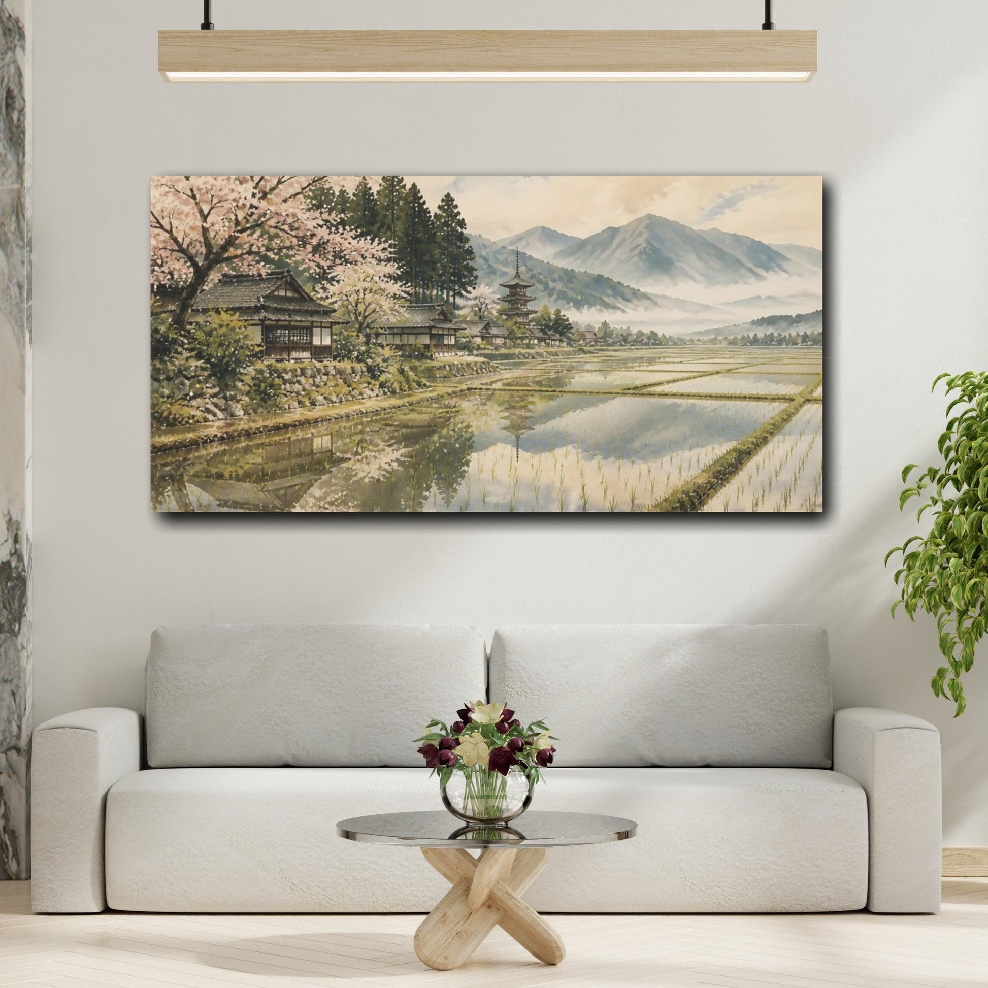Mockup 2. Japanese Rice Fields shown as canvas print
