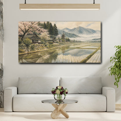 Mockup 2. Japanese Rice Fields shown as canvas print