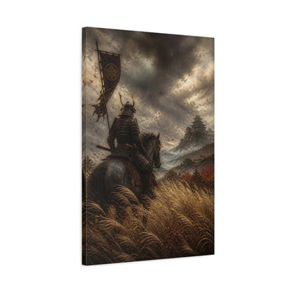 Side Mockup 2. Japanese Samurai At Castle shown as canvas print