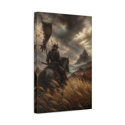 Side Mockup 4. Japanese Samurai At Castle shown as canvas print