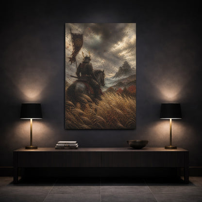 Mockup 3. Japanese Samurai At Castle shown as canvas print