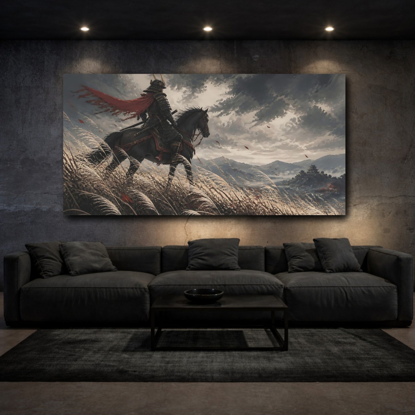 Mockup 3. Japanese Samurai Rider shown as canvas print