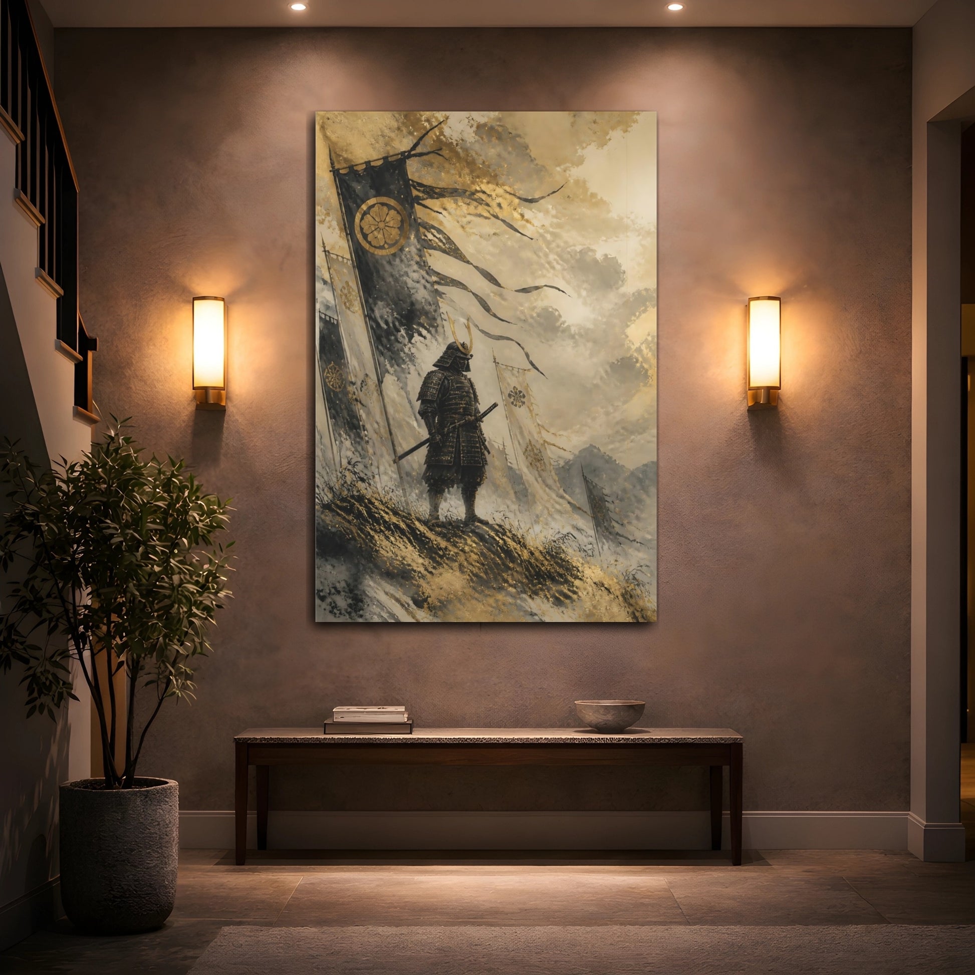 Mockup 2. Japanese Samurai Sentinel shown as canvas print