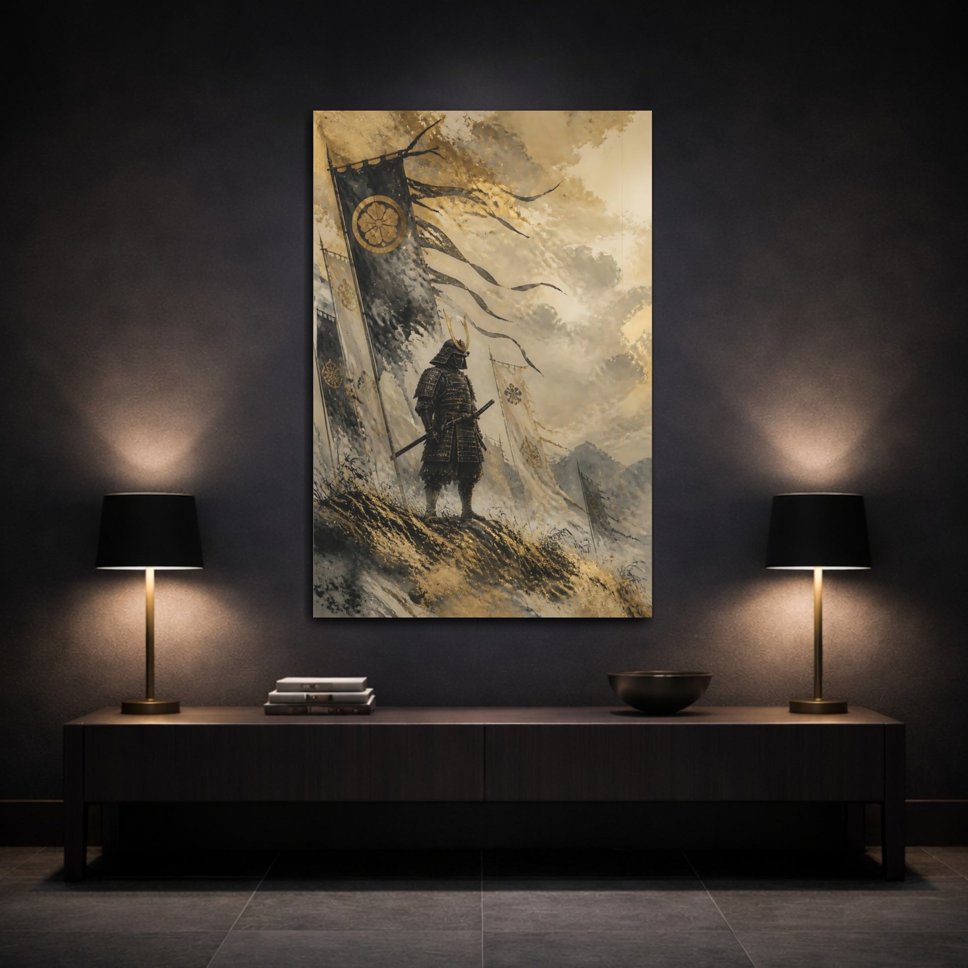 Mockup 3. Japanese Samurai Sentinel shown as canvas print