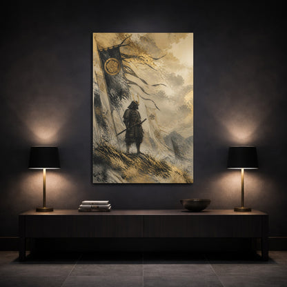 Mockup 3. Japanese Samurai Sentinel shown as canvas print