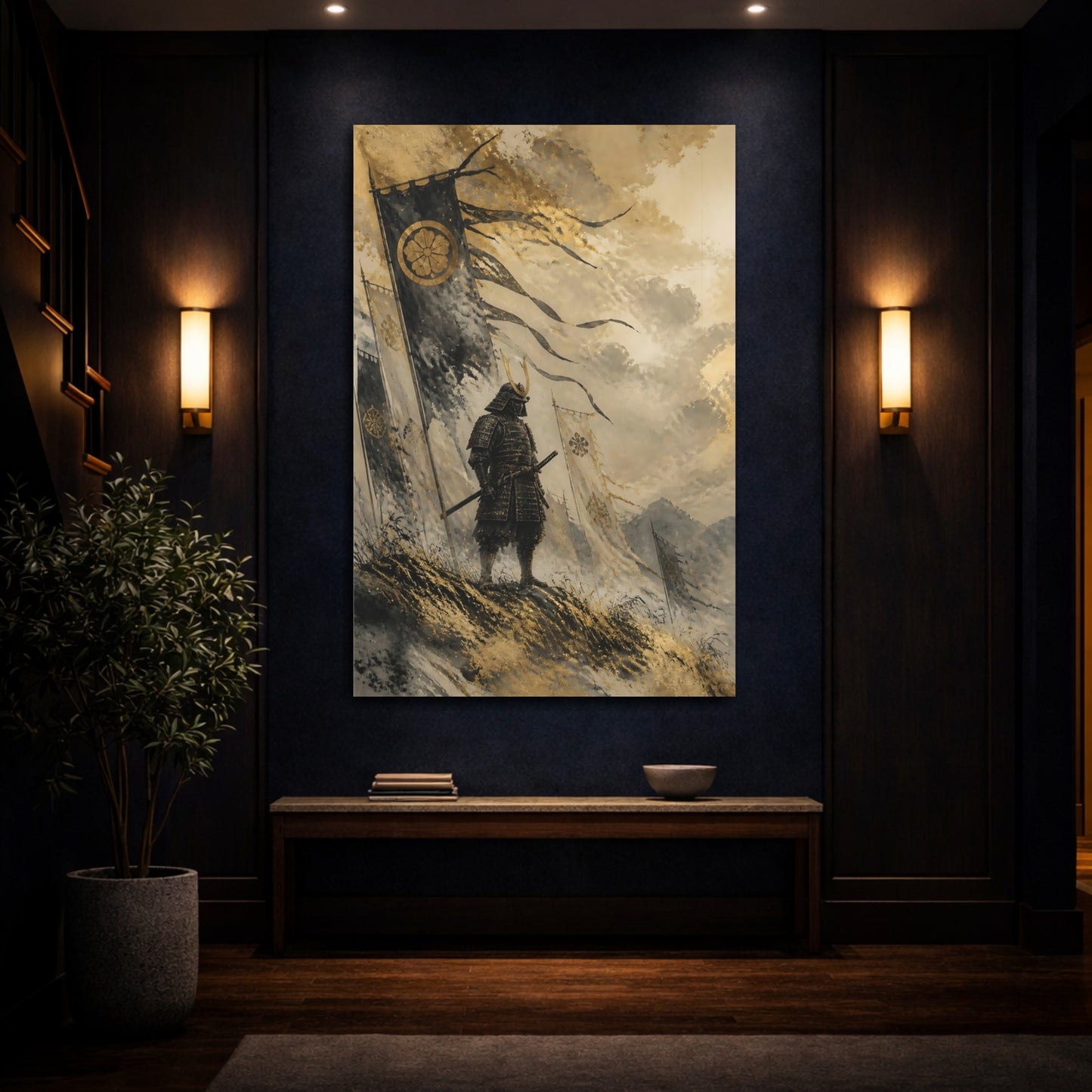 Mockup 4. Japanese Samurai Sentinel shown as canvas print