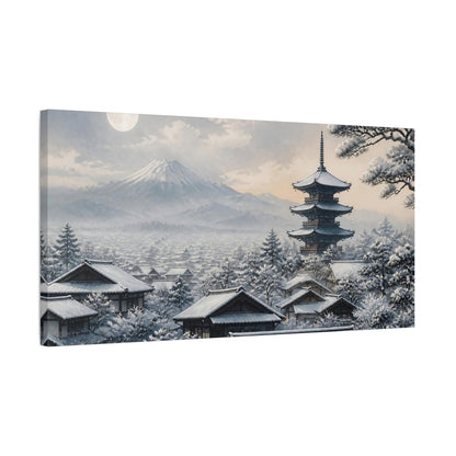 Side Mockup 1. Japanese Snowy Pagoda shown as canvas print