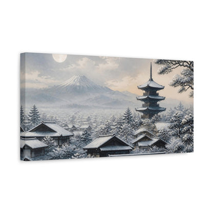 Side Mockup 3. Japanese Snowy Pagoda shown as canvas print