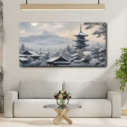 Mockup 2. Japanese Snowy Pagoda shown as canvas print