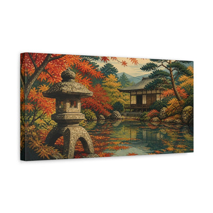 Side Mockup 3. Japanese Stone Lantern Garden shown as canvas print