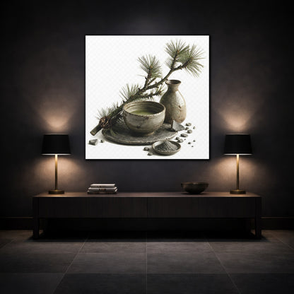 Mockup 3. Japanese Tea Bowl With Pine shown as canvas print