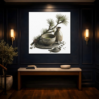 Mockup 4. Japanese Tea Bowl With Pine shown as canvas print
