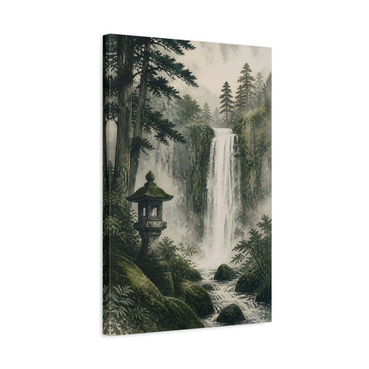 Side Mockup 3. Japanese Waterfall Lantern shown as canvas print