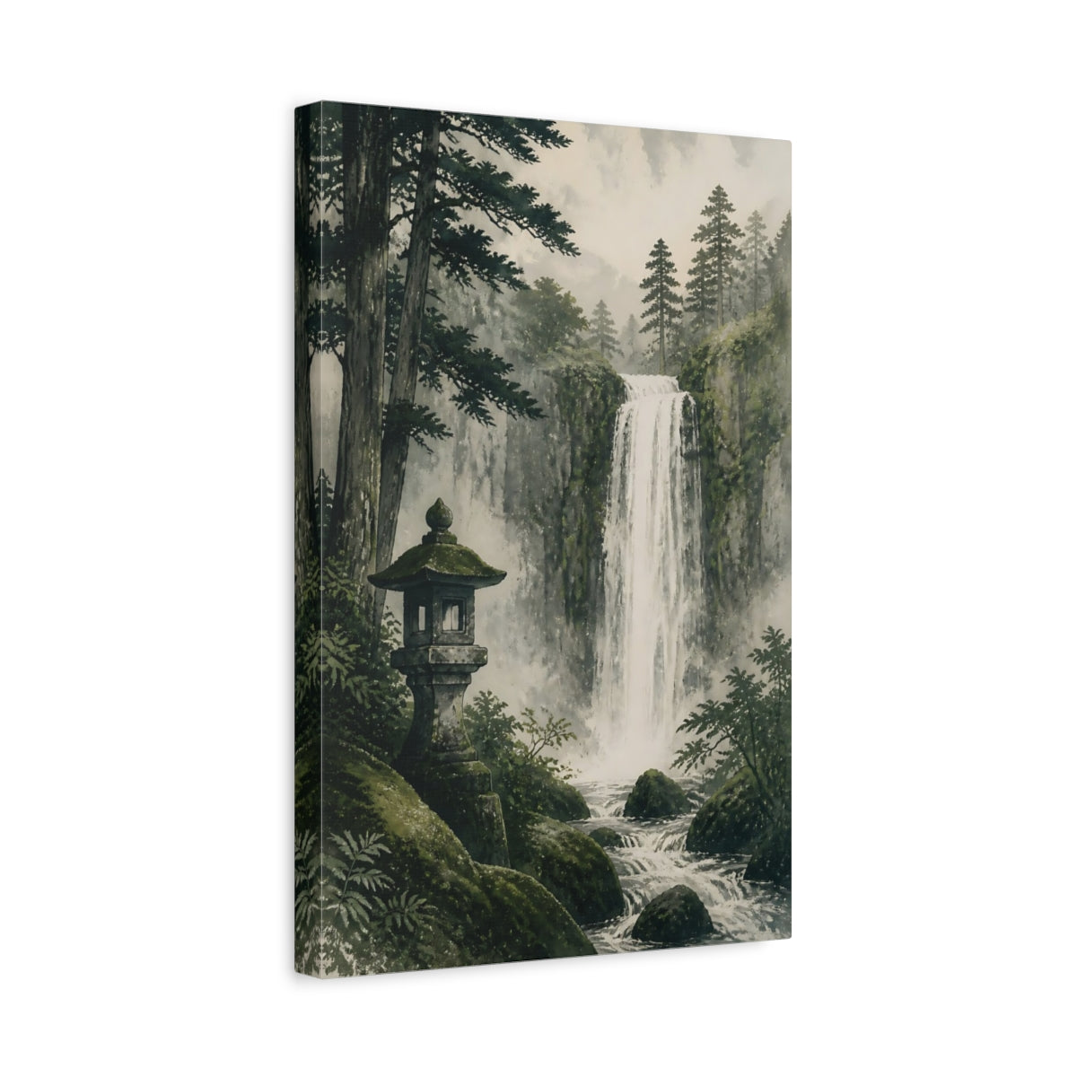 Side Mockup 4. Japanese Waterfall Lantern shown as canvas print