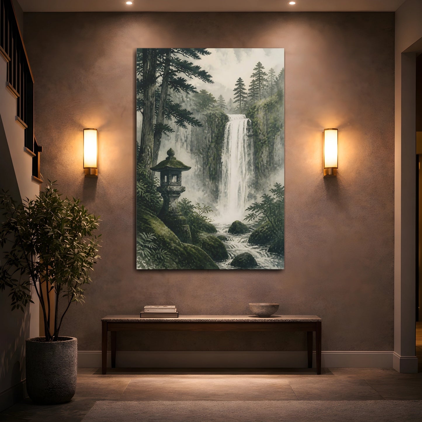 Mockup 2. Japanese Waterfall Lantern shown as canvas print