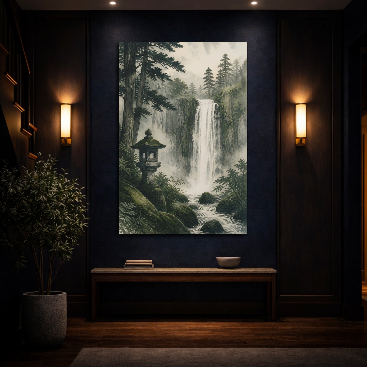 Mockup 4. Japanese Waterfall Lantern shown as canvas print