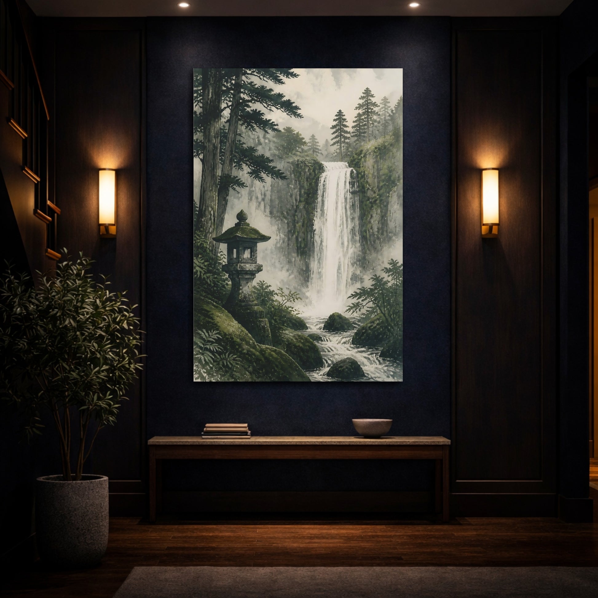 Mockup 4. Japanese Waterfall Lantern shown as canvas print