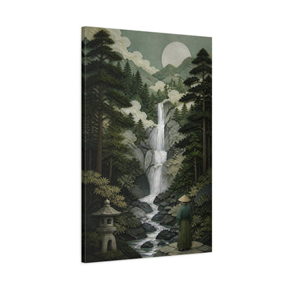 Main Mockup. Japanese Waterfall Retreat shown as canvas print