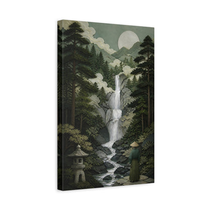 Side Mockup 4. Japanese Waterfall Retreat shown as canvas print