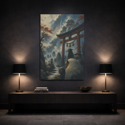 Mockup 3. Japanese Yokai At Torii shown as canvas print