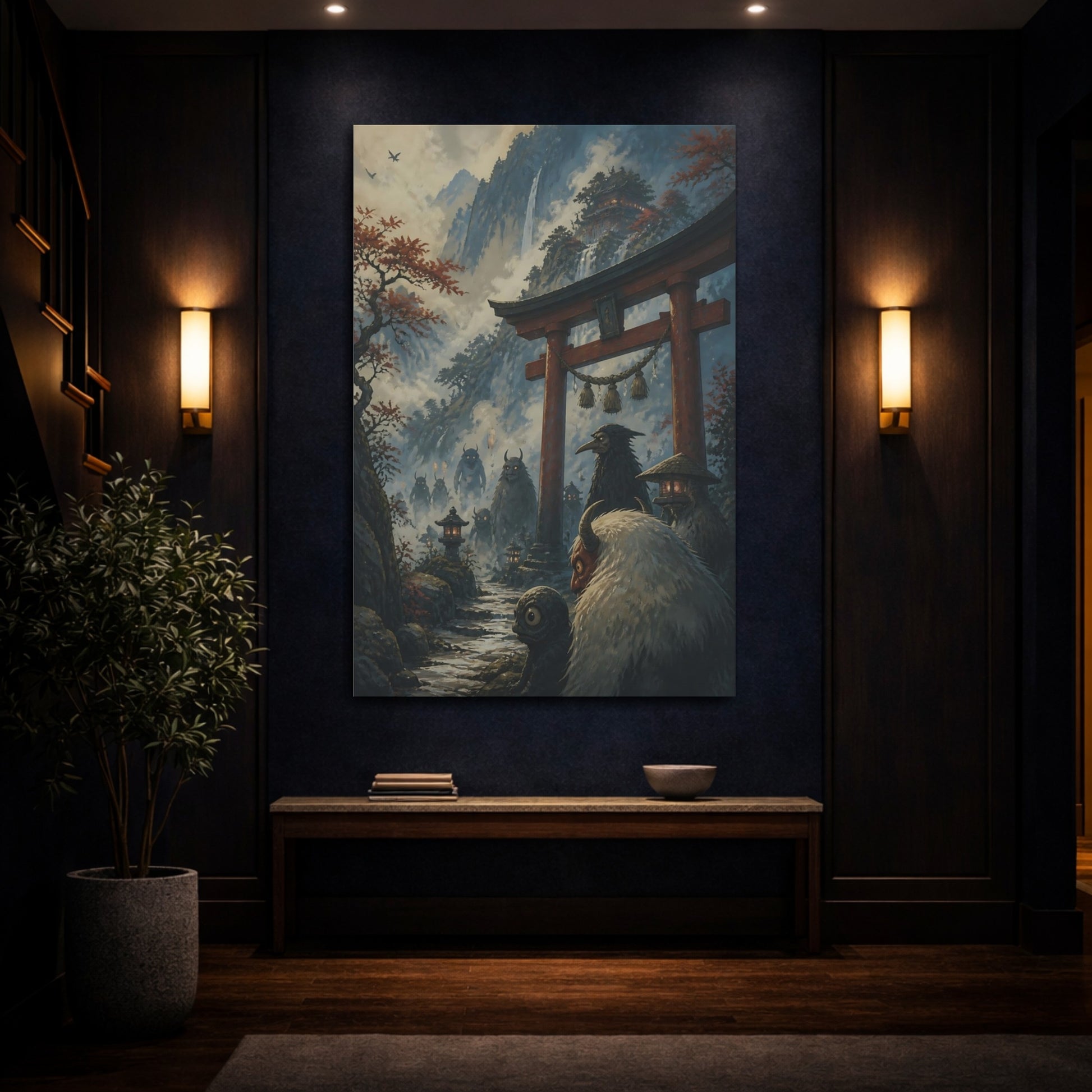 Mockup 4. Japanese Yokai At Torii shown as canvas print
