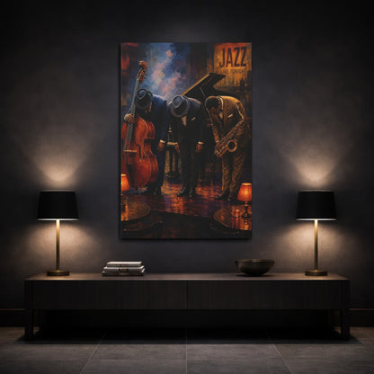 Mockup 3. Jazz Club Bow shown as canvas print
