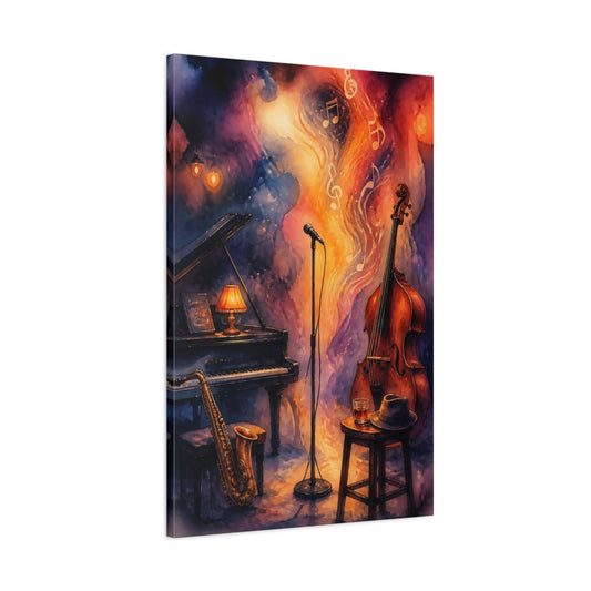 Main Mockup. Jazz Club Reverie shown as canvas print