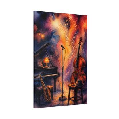 Side Mockup 1. Jazz Club Reverie shown as canvas print