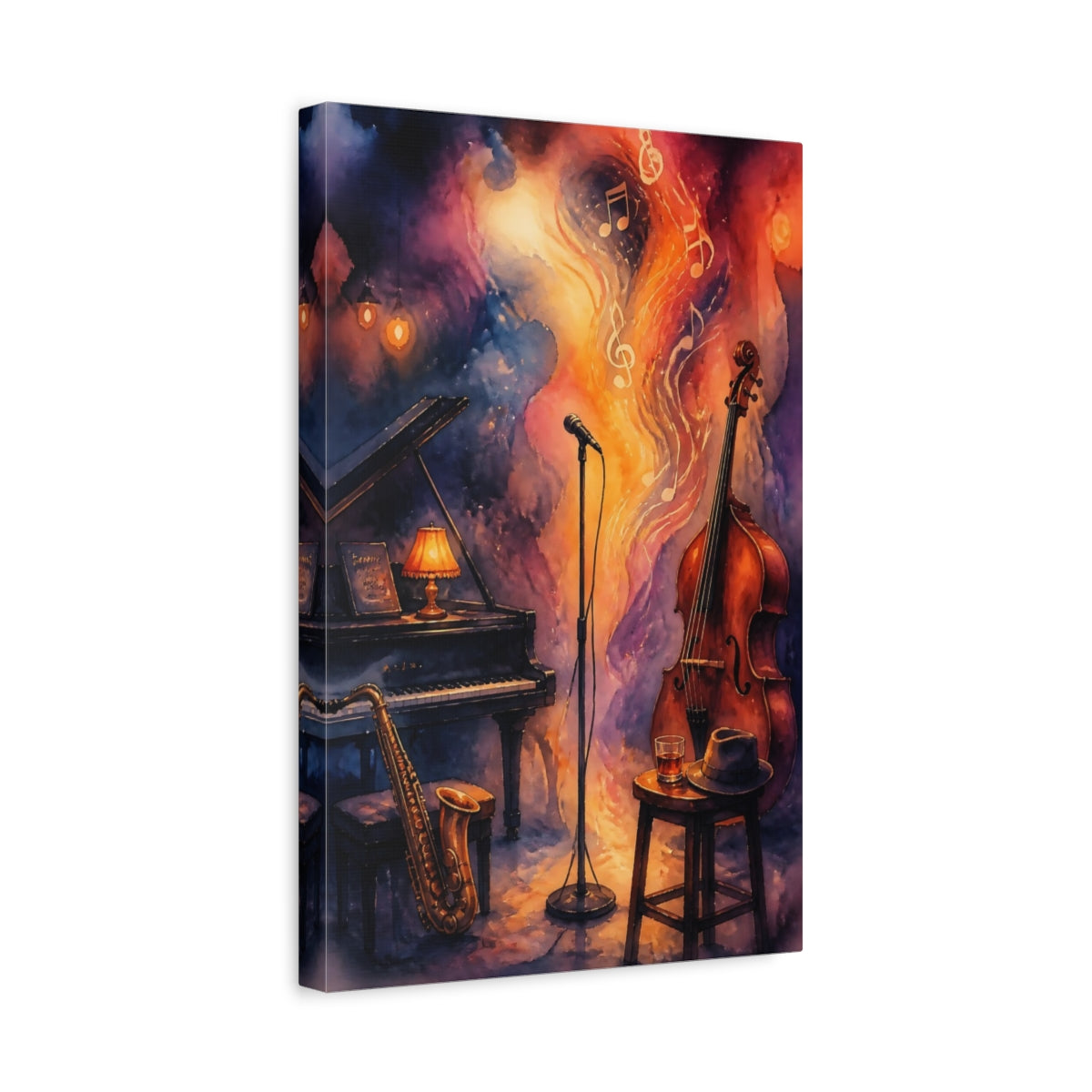 Side Mockup 4. Jazz Club Reverie shown as canvas print