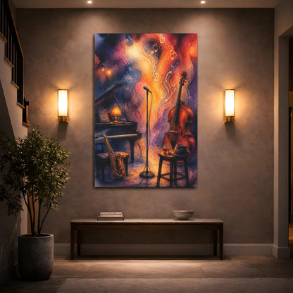 Mockup 2. Jazz Club Reverie shown as canvas print