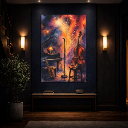 Mockup 4. Jazz Club Reverie shown as canvas print