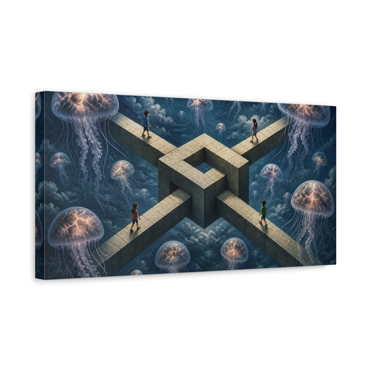 Side Mockup 3. Jellyfish Illusion shown as canvas print