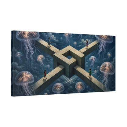 Side Mockup 1. Jellyfish Illusion shown as canvas print