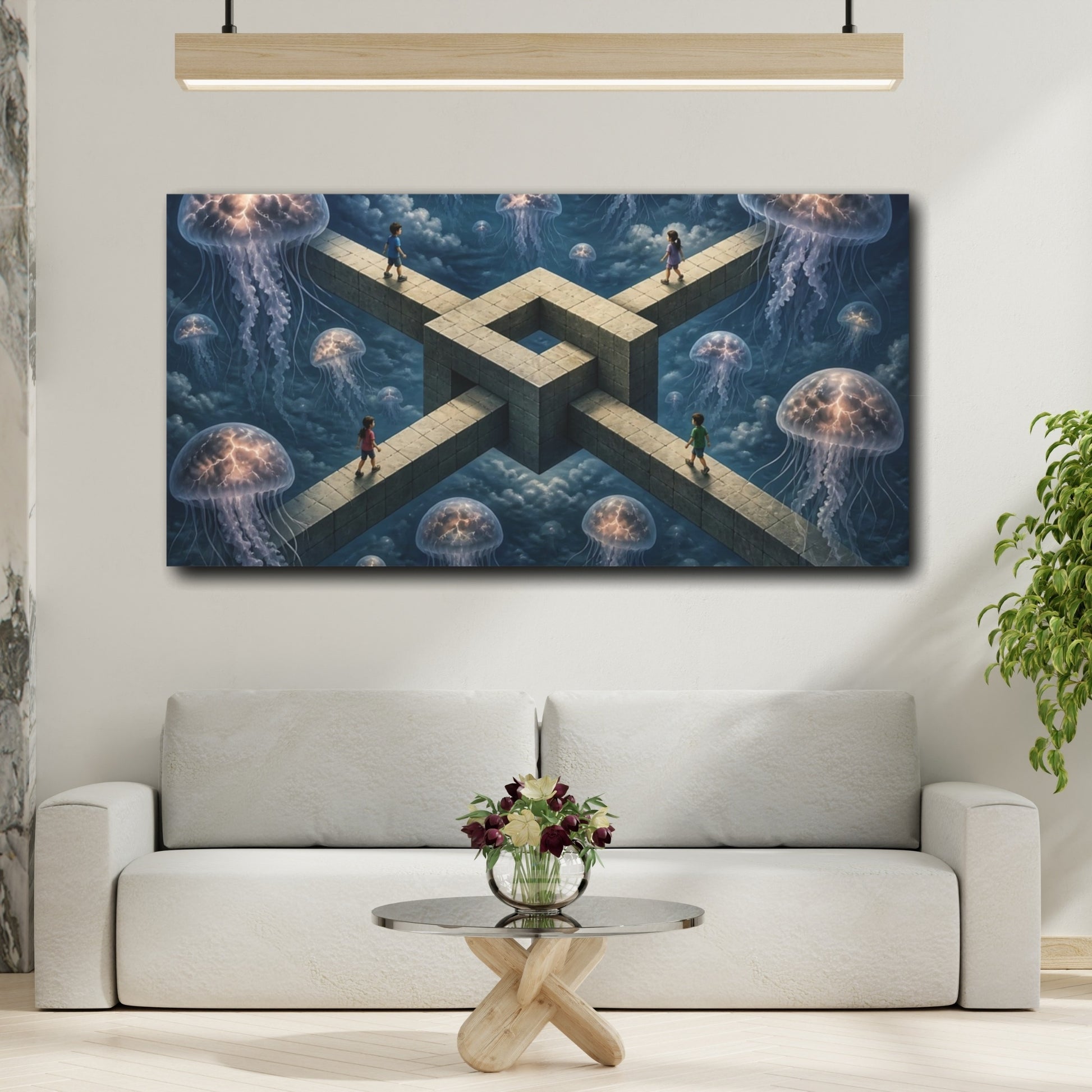 Mockup 2. Jellyfish Illusion shown as canvas print