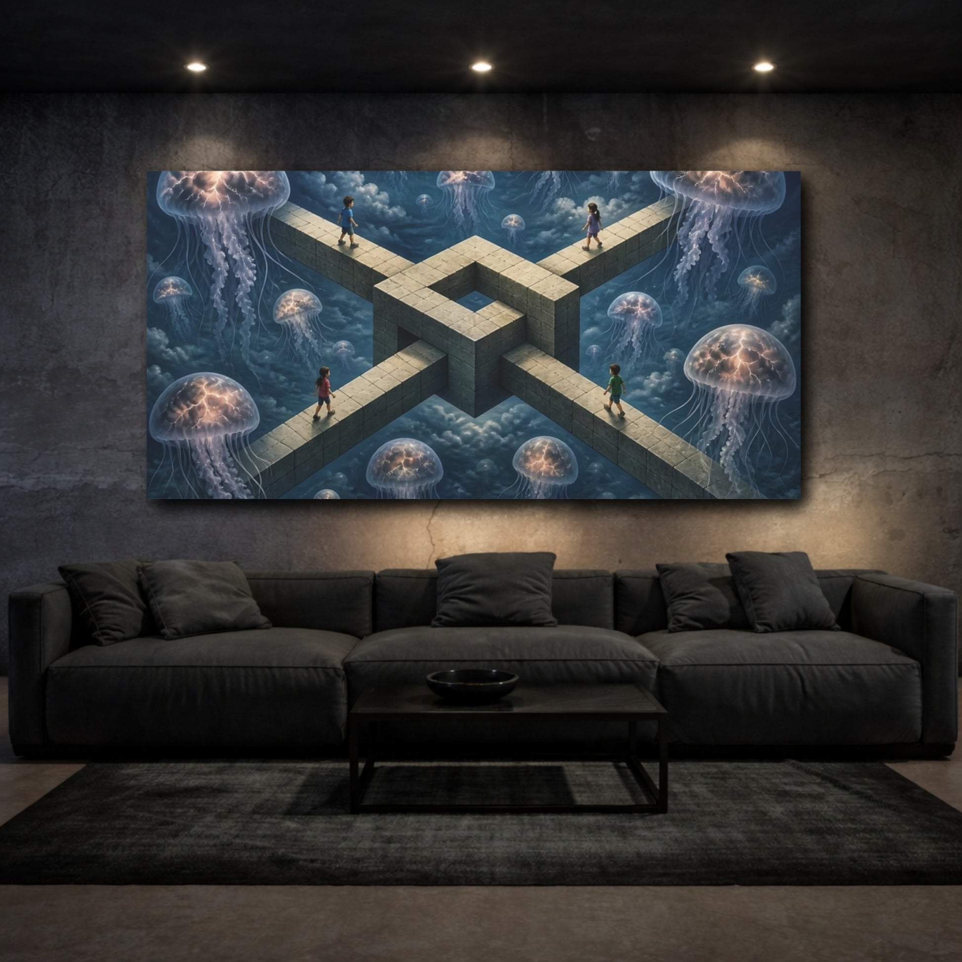Mockup 3. Jellyfish Illusion shown as canvas print