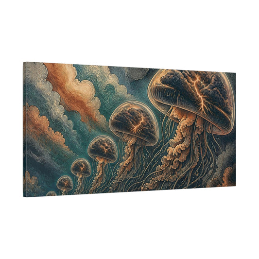 Main Mockup. Jellyfish Thunder Parade shown as canvas print
