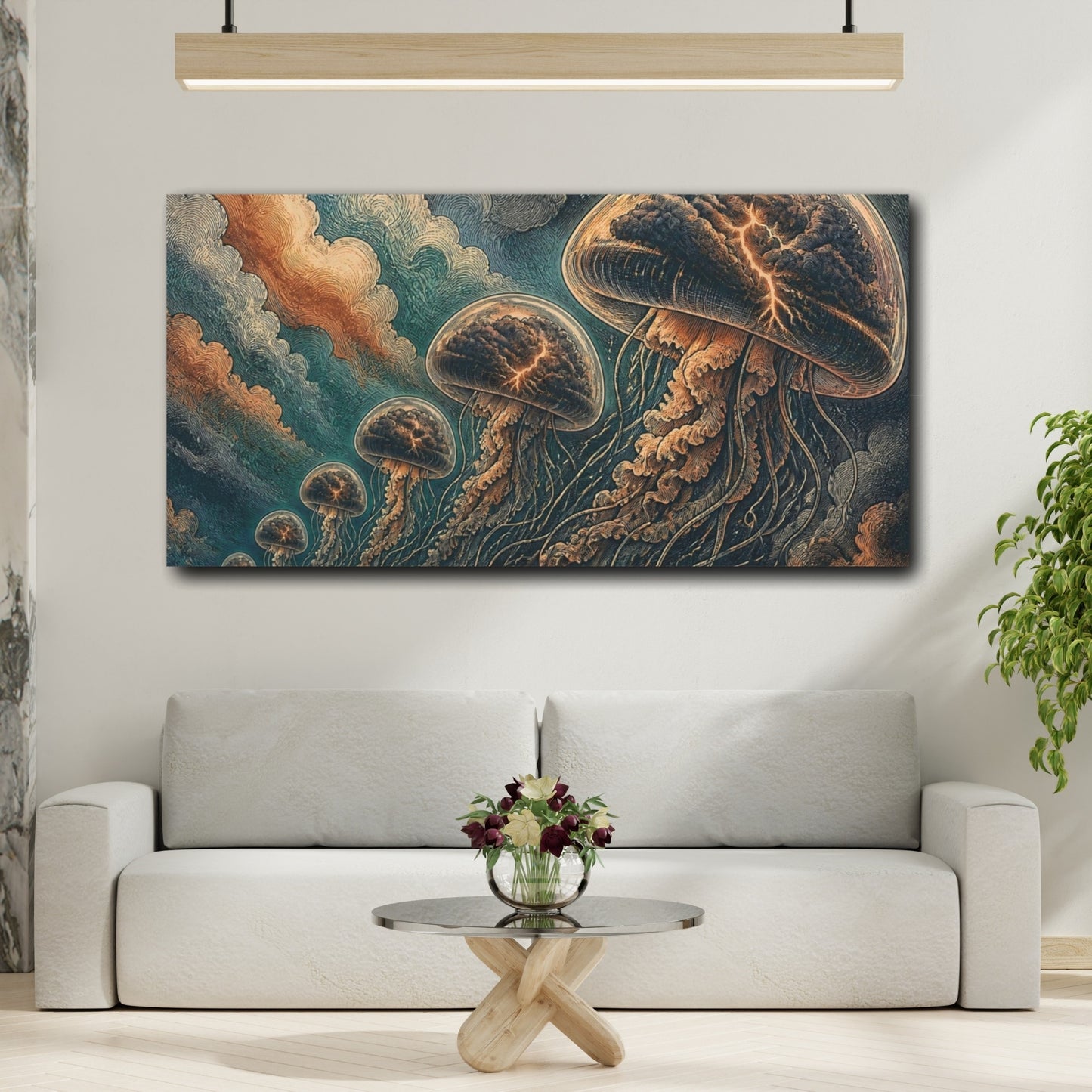 Mockup 2. Jellyfish Thunder Parade shown as canvas print