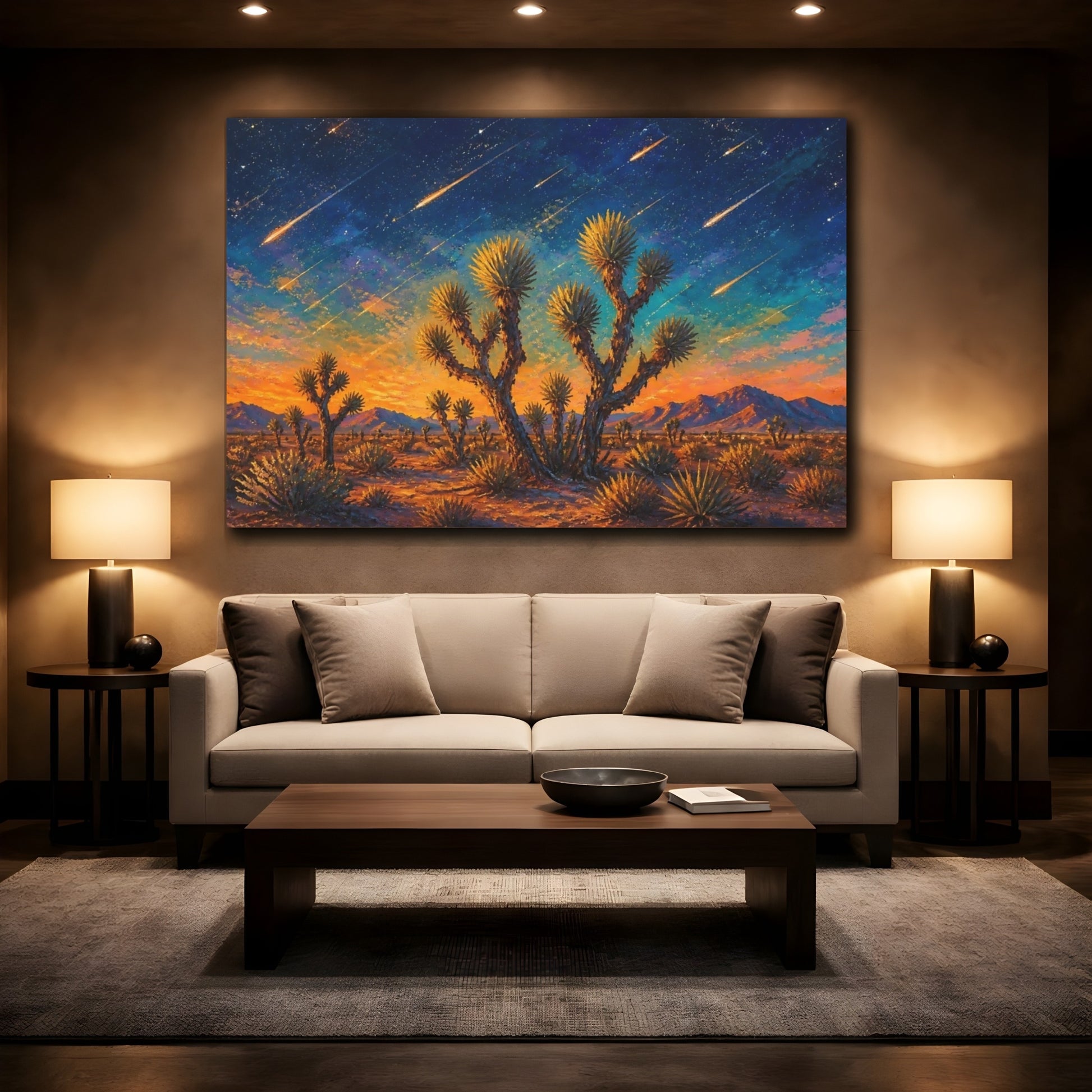 Mockup 2. Joshua Tree Meteor Shower shown as canvas print