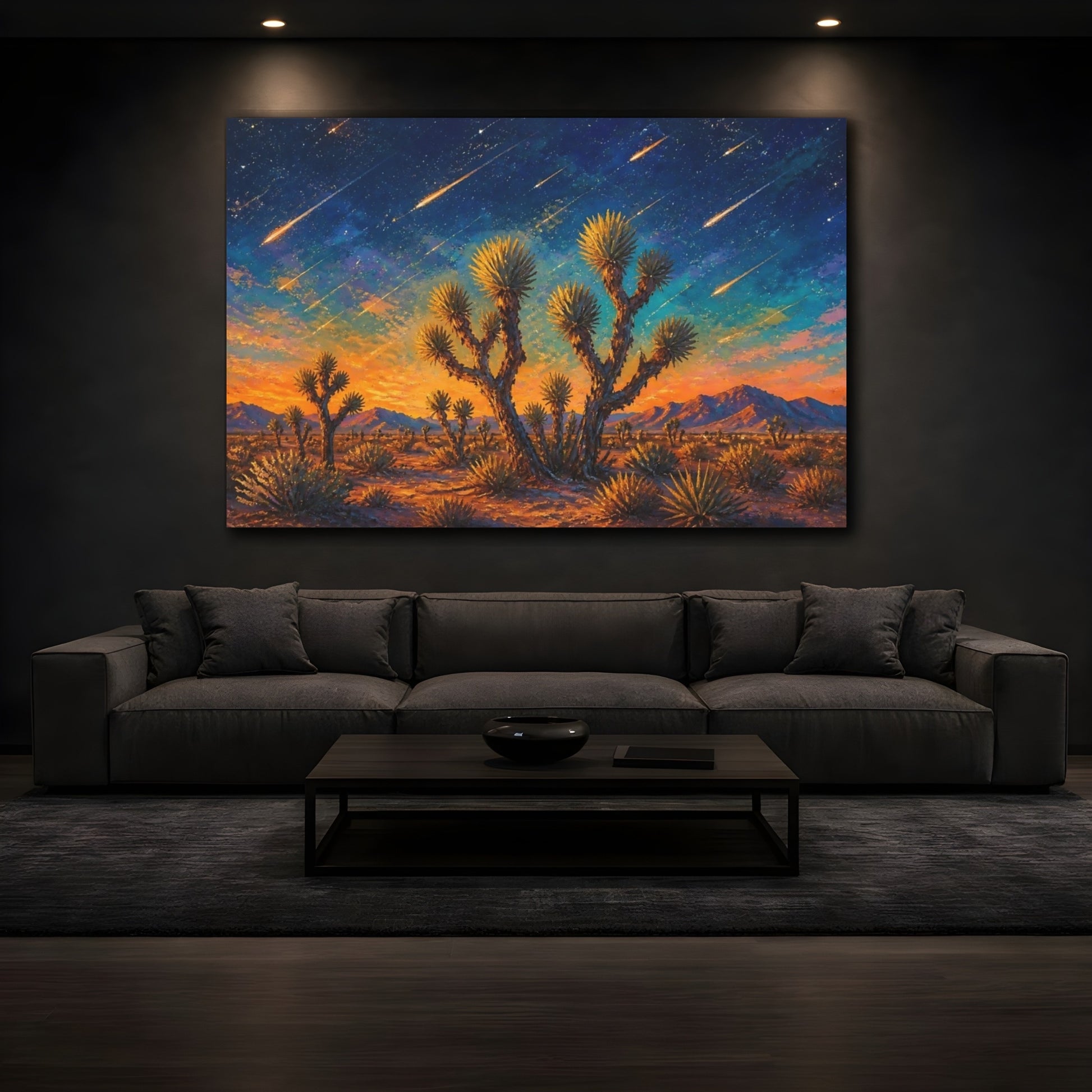 Mockup 3. Joshua Tree Meteor Shower shown as canvas print