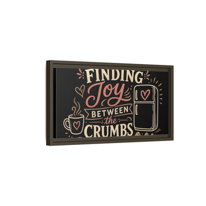 Side Mockup 7. Joy Between The Crumbs shown as framed canvas print