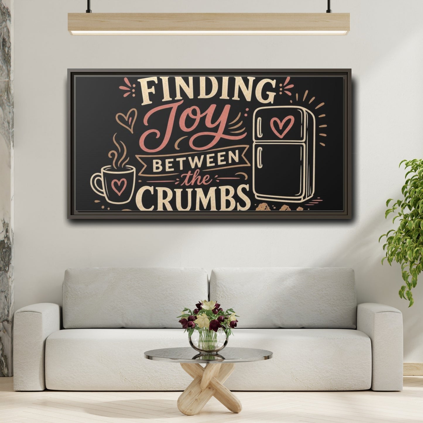 Mockup 2. Joy Between The Crumbs shown as framed canvas print